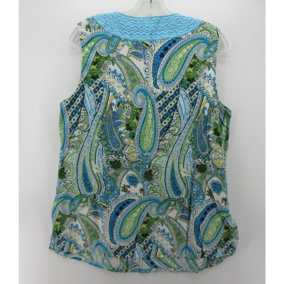 St Tropez West Top 1X Plus Linen Tank Paisley Boho Embroidered * - Picture 6 of 10
